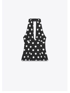 Zara Black and White Polka Dot Halter Tank